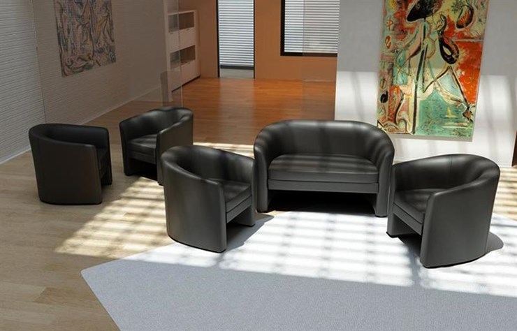 Двухместный офисный диван Крон, экокожа в Чебоксарах - изображение 1